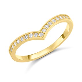 9ct Gold Channel Set Wishbone CZ Ring - R6113