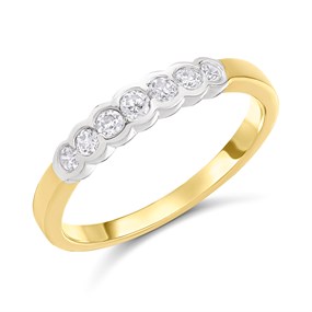 9ct Two Colour Gold Channel Set CZ Ring - R6114