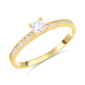 9ct Gold Claw And Channel Set CZ Ring - R6116