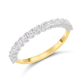 9ct Two Colour Gold CZ Claw Set Ring - R6141