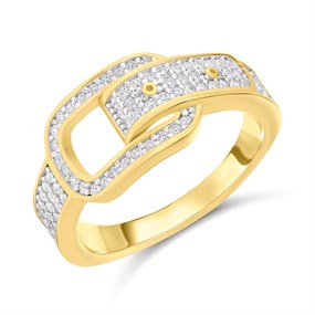 9ct Gold Buckle CZ Ring - R6163