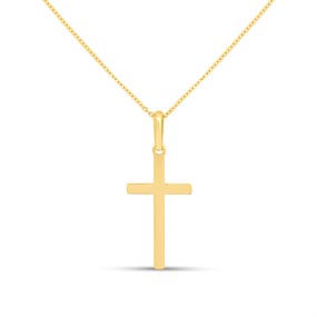 9ct Gold Plain Cross And Chain - R6821