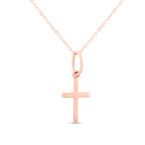 9ct Rose Gold Cross On Chain - R6822