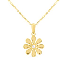 9ct Gold CZ Daisy Necklace - R6901