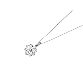 9ct White Gold Cubic Zirconia Flower Necklace - R69100