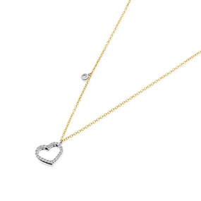 9ct Gold Two Colour Cubic Zirconia Heart Necklace - R69103