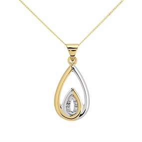 9ct Two Colour Gold Diamond Teardrop Necklace - R69111