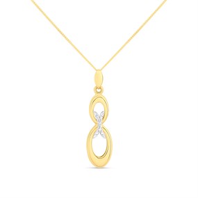9ct Gold Diamond Kiss Oval Necklace - R69116