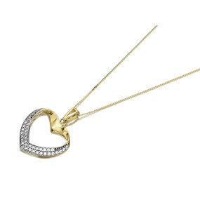 9ct Gold Cubic Zirconia Open Heart Necklace - R6981