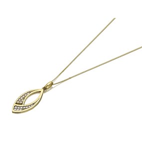 9ct Gold Cubic Zirconia Open Marquise Necklace - R6983