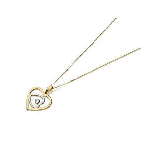 9ct Gold Two Colour Cubic Zirconia Heart Necklace - R6999