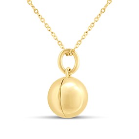 9ct Gold Round Ball Locket And Chain - R7201