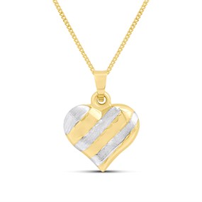 9ct Two Colour Gold Heart Pendant And Chain - R8704