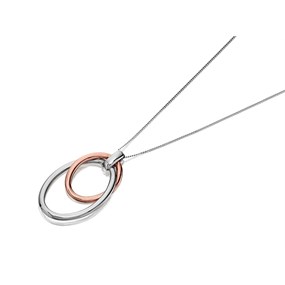 9ct White And Rose Gold Linked Oval Necklace - R8771
