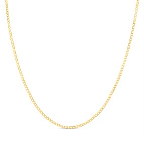 9ct Gold 18in Diamond Cut Solid Flat Curb Chain - R9018