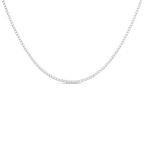 9ct White Gold 16in Solid Flat Curb Chain - R9040