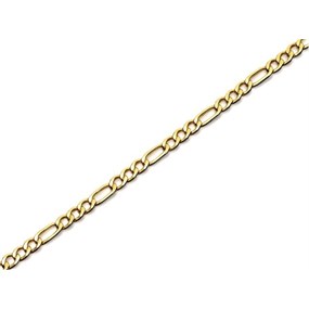 9ct Gold 3mm Wide Hollow Figaro Chain - 18in - R9105