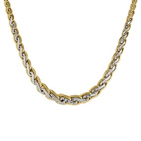 9ct Two Colour Gold Diamond Cut Graduated Chain - 17in - R9546