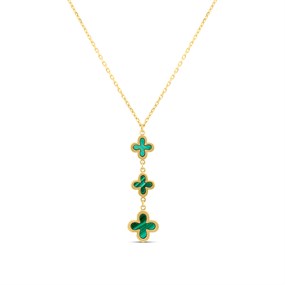 9ct Gold Malachite Flower Necklet - R9557