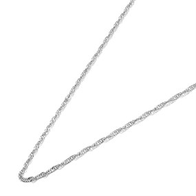 9ct White Gold 2mm Wide Diamond Cut Twist Curb Chain - 18in - R9617