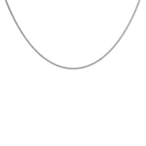 9ct White Gold 1mm Wide Curb Chain - 16in - R9623