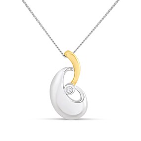 Bonded Silver And 9ct Gold  Diamond Necklace - R9927