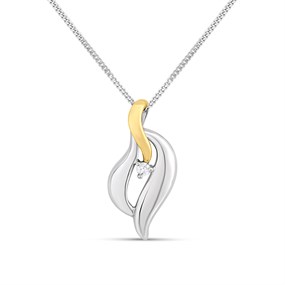 Bonded Silver And 9ct Gold  Diamond Necklace - R9929