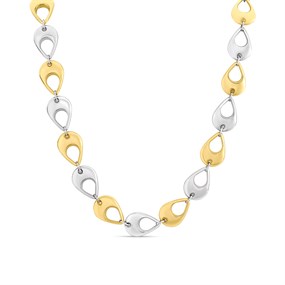 Bonded Silver And 9ct Gold Open Teardrop Collar - R9938