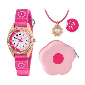 Tikkers ATK1107 Time Teacher Pink Strap, Necklace And Purse Set - W01183