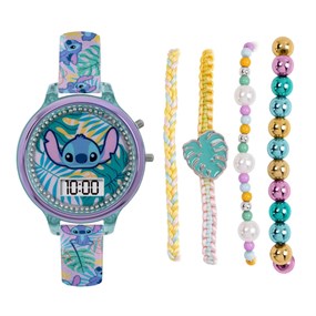 Stitch LAS40001ARG Digital Light Up Watch And Four Bracelets Set - W01187