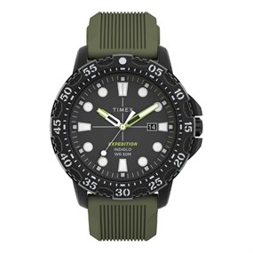 Timex TW4B25400 Expedition Indiglo Black IP Green Silicone Strap Watch - W04208