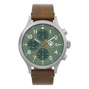 Timex TW2W16400 Expedition North Stainless Steel Green Dial Brown Leather Strap Watch - W04224