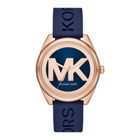 Michael Kors MK7140 Rose Tone Blue silicone Strap Watch - W08135