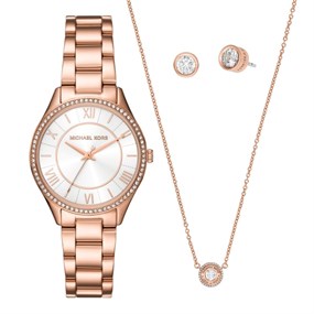 Michael Kors MK4850SET Rose Tone Watch, Necklace And Stud Earrings Gift Set - W08201