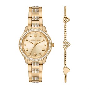 Michael Kors MK1071SET Tibby Gold Tone Watch And Bracelet Set - W08228
