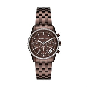 Michael Kors MK7559 Mini Bryant Chronograph Brown IP Bracelet Watch - W08233