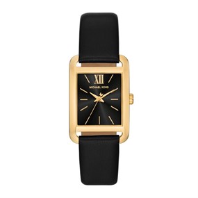 Michael Kors MKO1027 Petite Monroe Black Leather Strap Watch - W08235