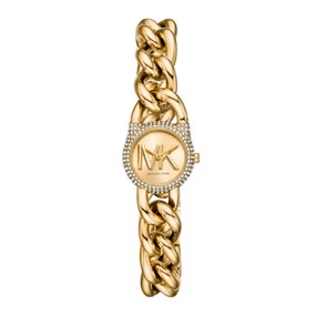 Michael Kors MKO1067 Petite Pave Gold Tone Chain Bracelet Watch - W08236