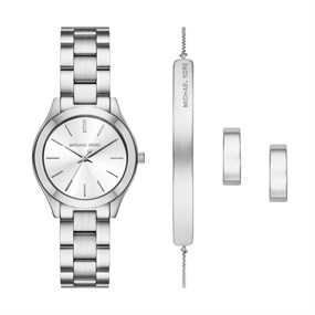 Michael Kors MK7563SET Slim Runway Watch, Bangle & Earrings Gift Set - W08255