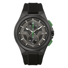 Bulova 98B381 Maquina Chronograph Black Silicone Strap Watch - W09361