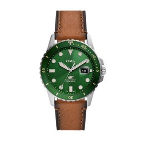 Fossil FS5946 'Blue' Brown Leather Strap Watch - W10298