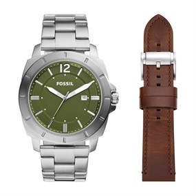 Fossil BQ2795SET Privateer SS Green Dial Bracelet Watch And Strap Set - W10445