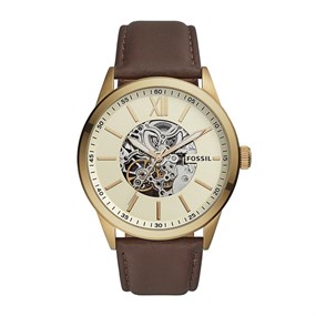 Fossil BQ2382 Flynn Automatic Brown Leather Strap Watch - W10465