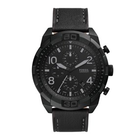 Fossil FS5874 Bronson Chronograph Black Leather Strap Watch - W10473