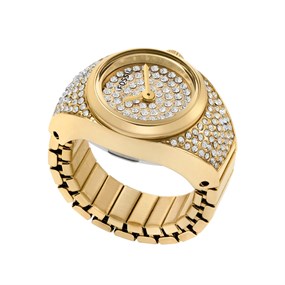 Fossil ES5392 Gold Tone Stone Set Ring Watch - W10488