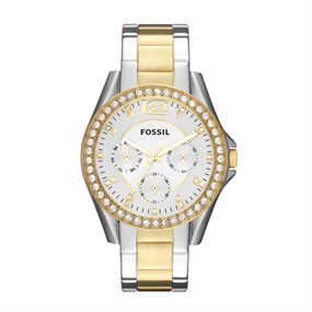 Fossil ES3204 Riley Multifunction Two Tone Stone Set Bracelet Watch - W10513