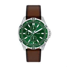 Fossil FS6147 Garrett Brown Leather Strap Watch - W10518