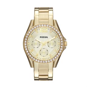 Fossil ES3203 Riley Multifunction Gold Tone Stone Set Bracelet Watch - W10522