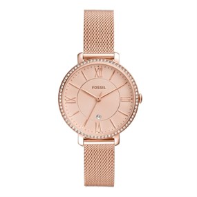 Fossil ES4628 Jacqueline Rose Gold Tone Mesh Bracelet Watch - W10523