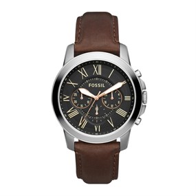 Fossil FS4813 Grant Chronograph Brown Leather Strap Watch - W1095